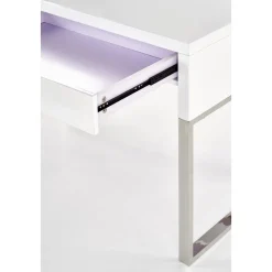 Caitlyn skrivbord i vit högglans 120x60 cm kromade ben