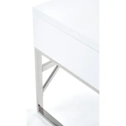 Caitlyn skrivbord i vit högglans 120x60 cm kromade ben