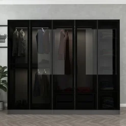 Cavolo garderob 225x52x210 cm - Antracit/svart