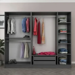 Cavolo garderob 225x52x210 cm - Antracit/svart