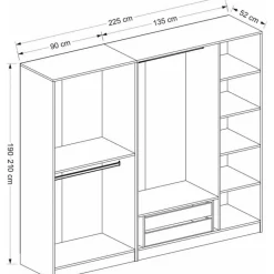 Cavolo garderob 225x52x210 cm - Antracit/svart