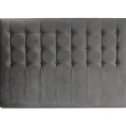 Centa grå sänggavel med knappar (Grå sammet) - Valfri bredd + Möbeltassar