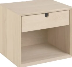 Century vägghängt sängbord med låda i vitpigmenterad ek