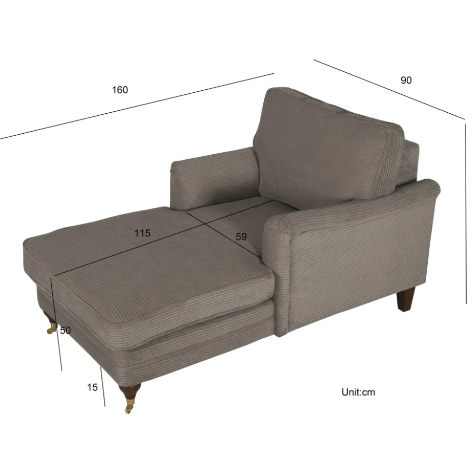 Chaiselounge Howard Watford Deluxe - Grå + Fläckborttagare för möbler