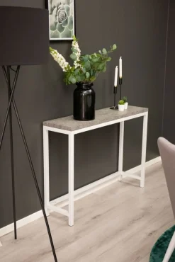 Charlotte avlastningsbord 110 x 30 cm - Vit/betongimitation