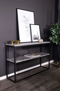 Charlotte avlastningsbord 110 x 30 cm - Svart/betongimitation