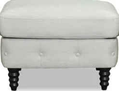 Chesterfield fotpall - Beige Linne + Möbeltassar