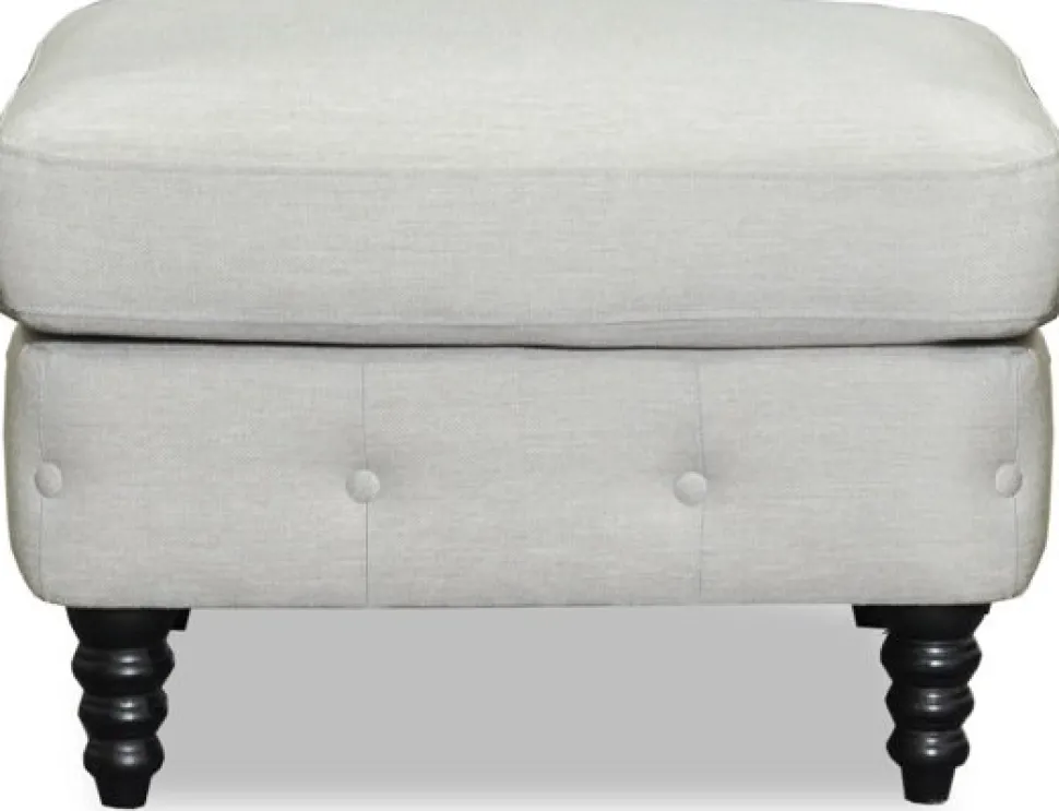 Chesterfield fotpall - Beige Linne