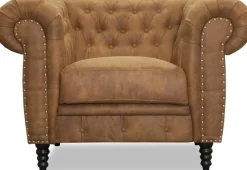 Chesterfield fåtölj - Cognac ecoläder