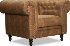 Chesterfield fåtölj - Cognac ecoläder