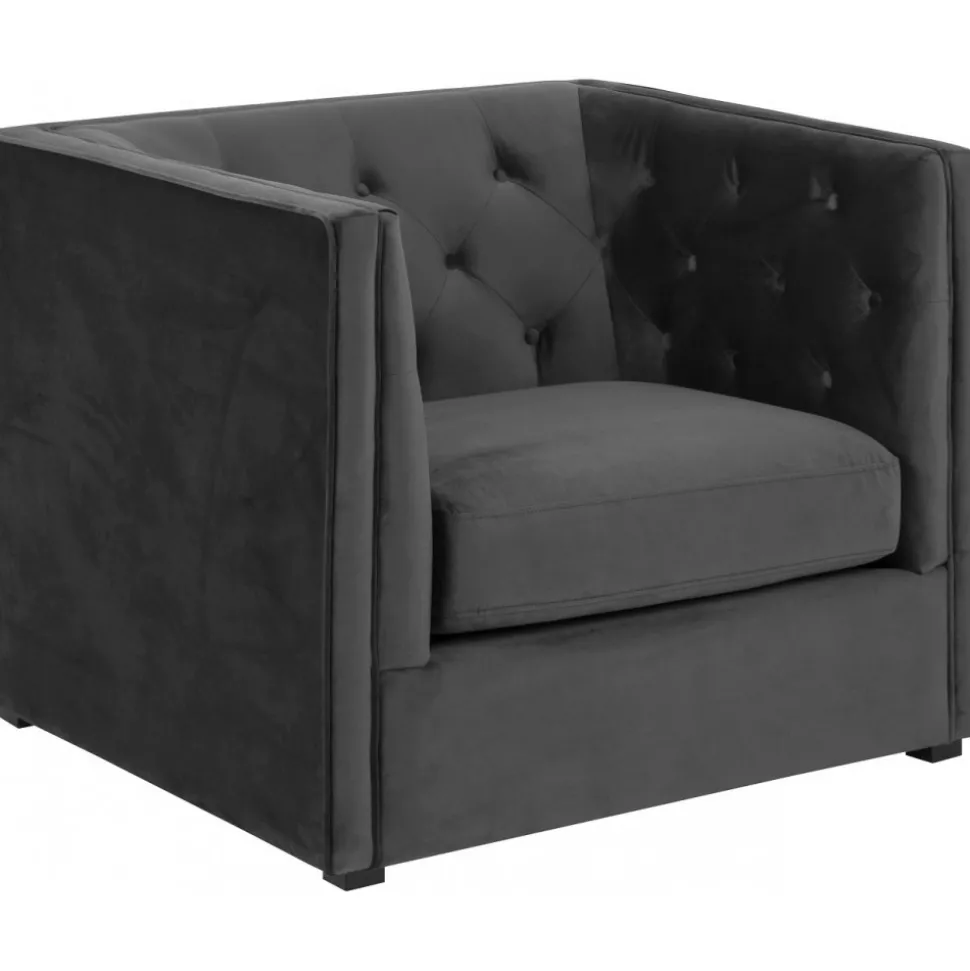 Chesterfield Milano fåtölj i grå sammet