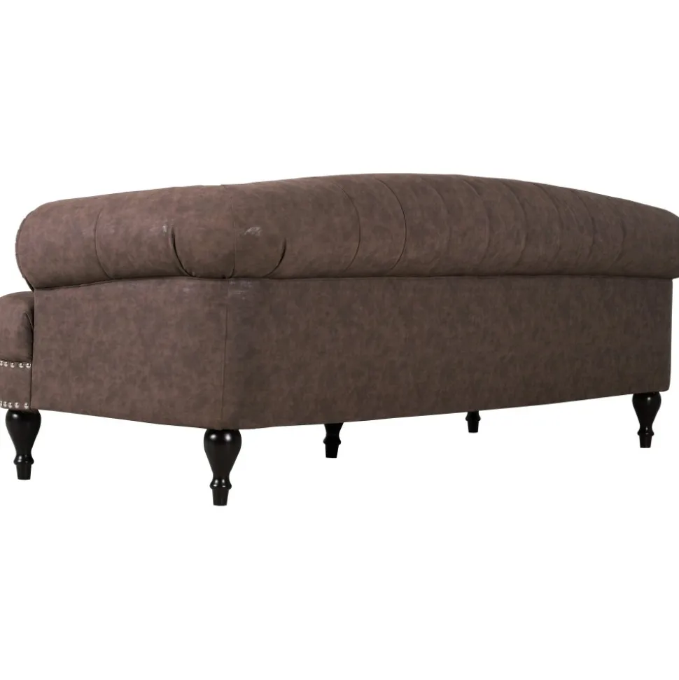 Chesterfieldsoffa 3-sits brun vintage 225 cm bred + Textilrengöring för möbler