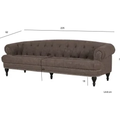 Chesterfieldsoffa 3-sits brun vintage 225 cm bred + Möbeltassar