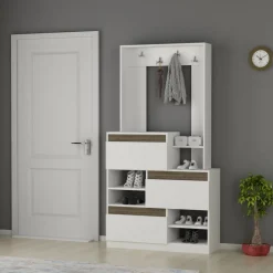 Chop hallmöbel - Vit/valnöt