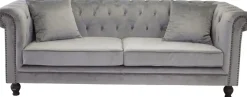 Churchill 3-sits chesterfieldsoffa - Ljusgrå sammet