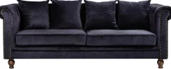 Churchill 3-sits chesterfieldsoffa - Svart sammet