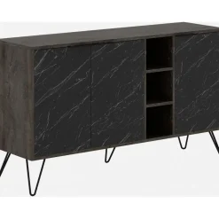 Clara skänk - Mörkbrun/svart marmor