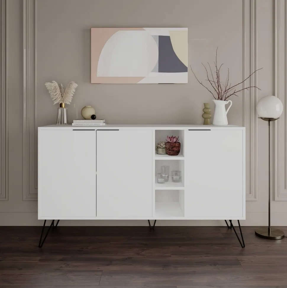 Clara skänk - Vit + Möbeltassar