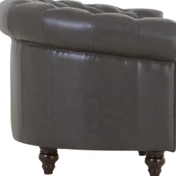 Clubfåtölj chesterfield mörkbrun PU + Fläckborttagare för möbler