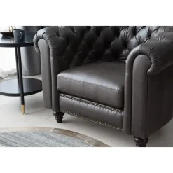 Clubfåtölj chesterfield mörkbrun PU + Fläckborttagare för möbler