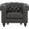Clubfåtölj chesterfield mörkbrun PU + Textilrengöring för möbler