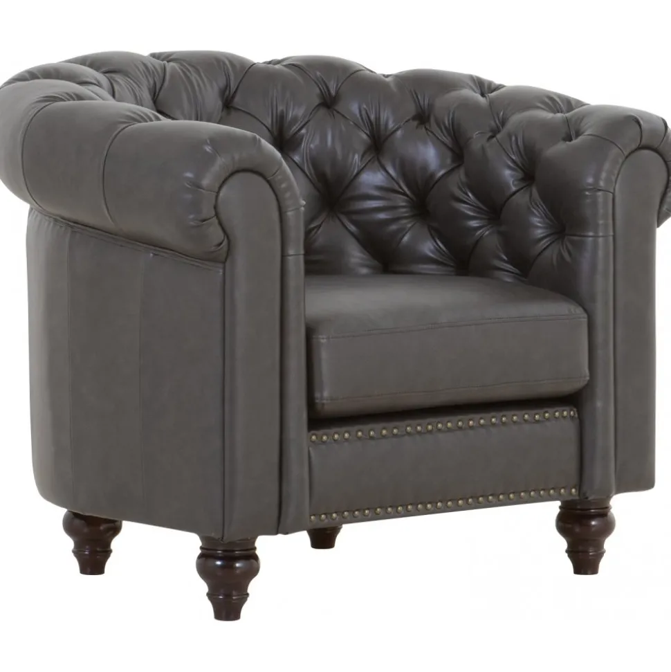 Clubfåtölj chesterfield mörkbrun PU + Textilrengöring för möbler