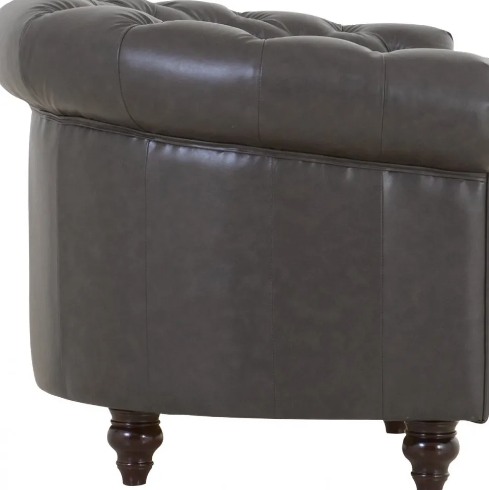 Clubfåtölj chesterfield mörkbrun PU + Textilrengöring för möbler