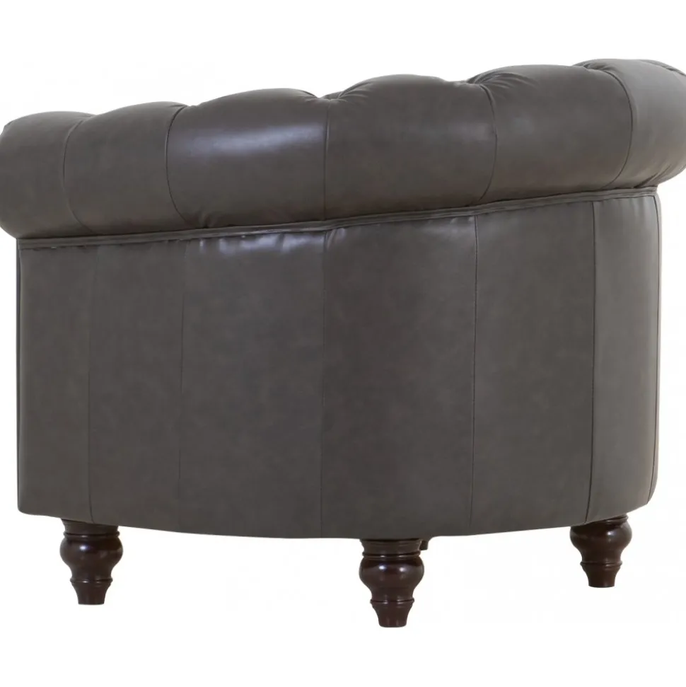 Clubfåtölj chesterfield mörkbrun PU + Textilrengöring för möbler