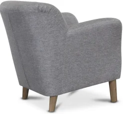 Clubfåtölj i grått tyg med ekben
