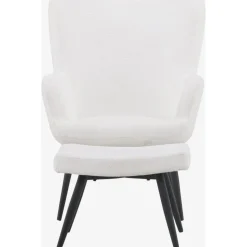 Como fåtölj i vit boucle