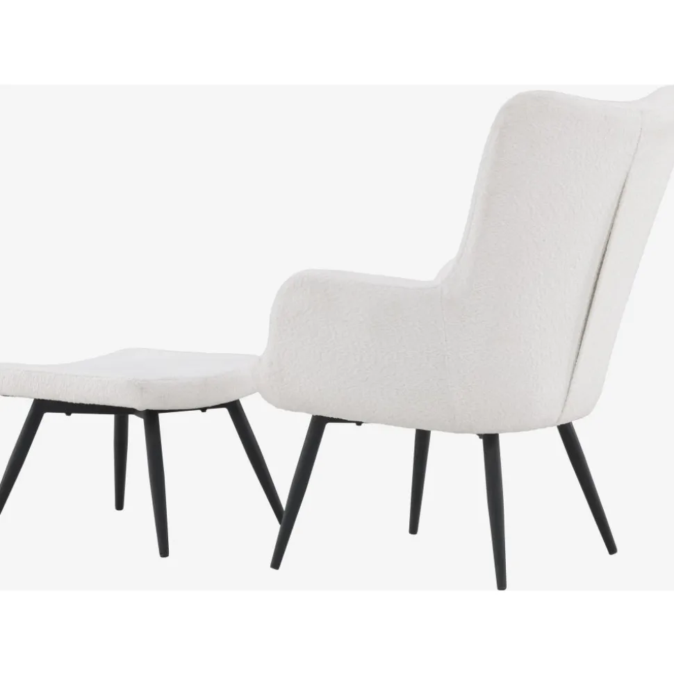 Como fåtölj i vit boucle