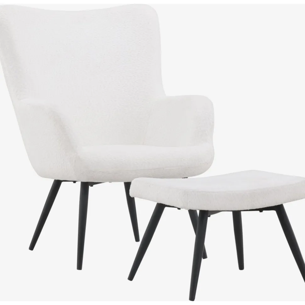 Como fåtölj i vit boucle