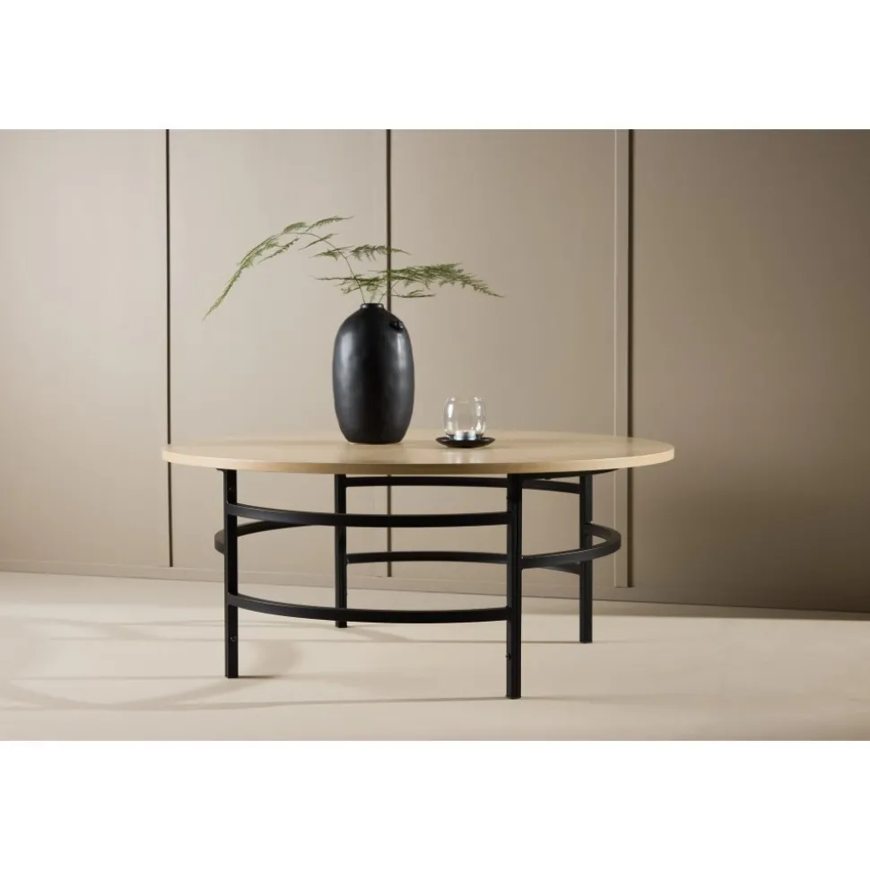 Copenhagen soffbord Ø100 cm - Whitewash/svart