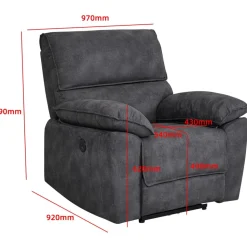 Coventry el reclinerfåtölj grå microfiber + Möbeltassar