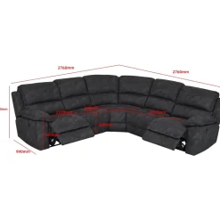 Coventry el-reclinerhörnsoffa grå microfiber