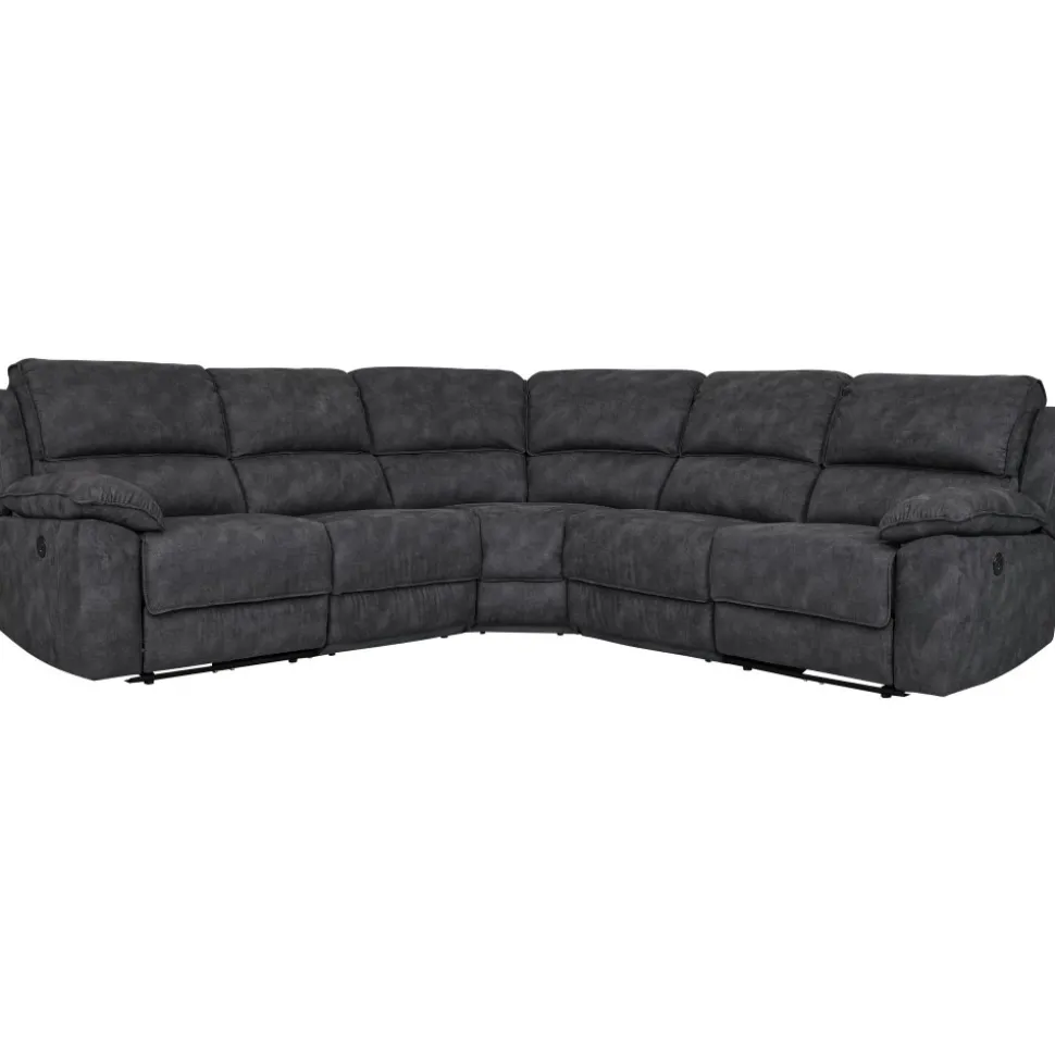 Coventry el-reclinerhörnsoffa grå microfiber + Möbeltassar