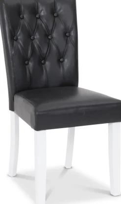 Crocket matstol i svart PU med vita ben + Fläckborttagare för möbler