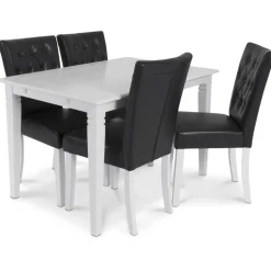 Crocket matstol i svart PU med vita ben + Fläckborttagare för möbler