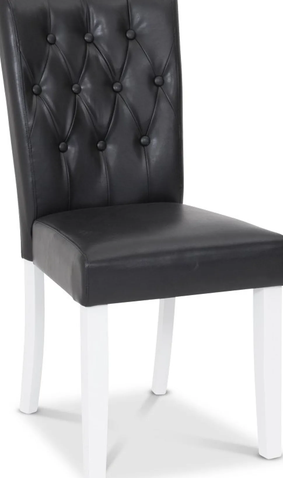 Crocket matstol i svart PU med vita ben + Möbeltassar