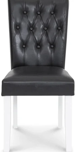 Crocket matstol i svart PU med vita ben + Möbeltassar