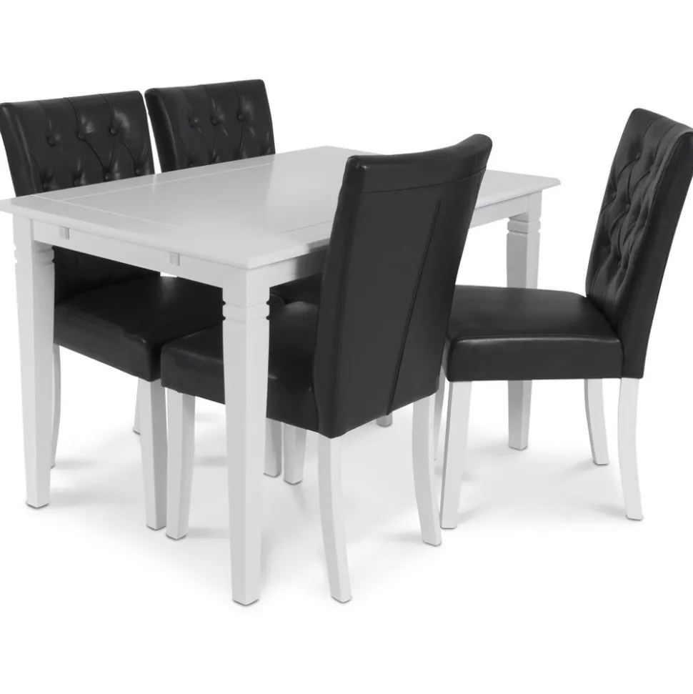 Crocket matstol i svart PU med vita ben + Möbeltassar