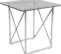 Cross Lampbord 55 x 55 cm - Krom + Fläckborttagare för möbler