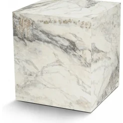 Cubo sidobord 45 x 45 cm - Vit marmor