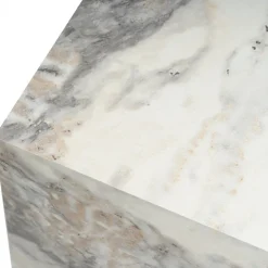 Cubo sidobord 45 x 45 cm - Vit marmor