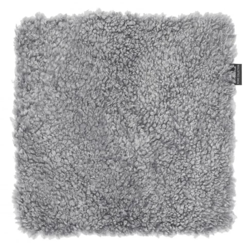 Curly stolsdyna fårskinn Silvergrå