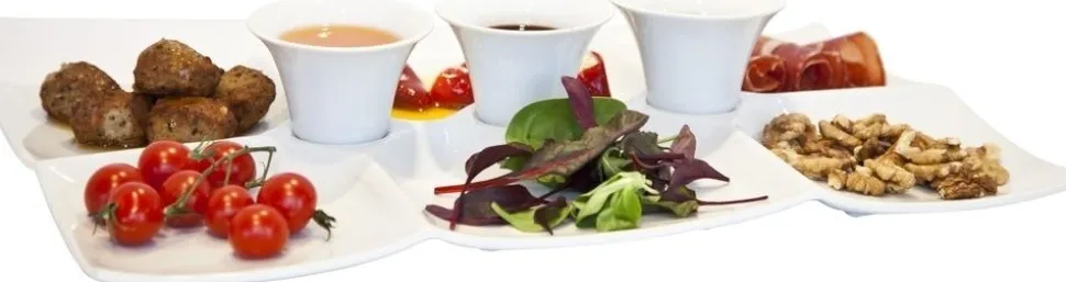 Daily Use tapasfat med tre skålar - Vit