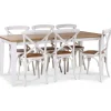 Dalarös matgrupp 180 cm bord vit/ek + 6 st vita Gaston matstolar + 6.00 x Stolsdyna