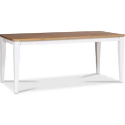 Dalarös matgrupp 180 cm bord vit/ek med 6 st stolar kryss i ryggen + 6.00 x Stolsdyna