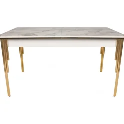 Dalmar matbord 147-182 cm - Guld/vit