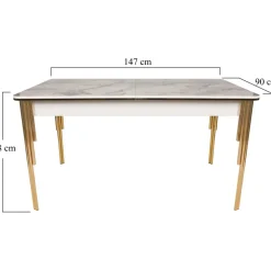 Dalmar matbord 147-182 cm - Guld/vit